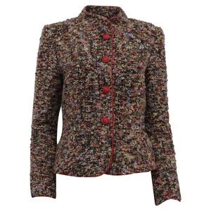 Armani Collezioni Single-Breasted Tweed Blazer in Multicolor Nylon